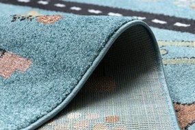 Dywany Łuszczów, Detský kusový koberec Fun Route Street animals blue, 80x150, modrá, detská izba