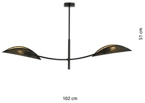 Luster na tyči LOTUS 2xE14/10W/230V čierna/zlatá
