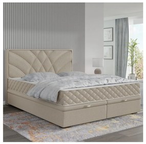 Čalúnená posteľ s matracmi a úložným priestorom GINA 180x200 cm béžová