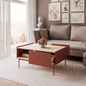 KONFERENČNÝ STOLÍK LUCCA CERAMIC RED / DUB LINEA 97 cm