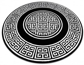 Dywany Łuszczów, Kusový koberec Gloss 6776 85 greek black/ivory kruh, 200x200 (priemer) kruh, čiernobiela, chodba / predsieň