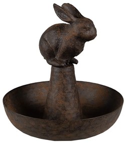 Hnedá kovová dekoratívna miska králik - Ø 12*13 cm