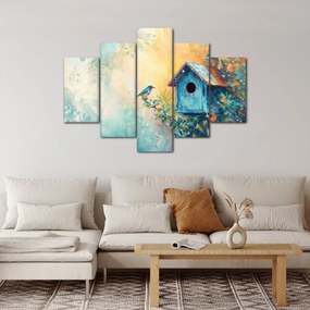 Obraz - Vtáčia búdka, akvarel (150x105 cm)