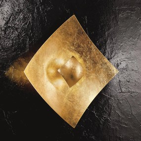 Nástenné svetlo Quadrangolo lístkové zlato 18x18cm