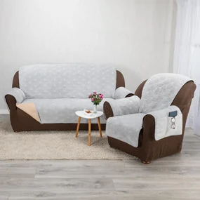 Prikrývky s opierkami CRYSTAL šedé kreslo - sedák 57 cm