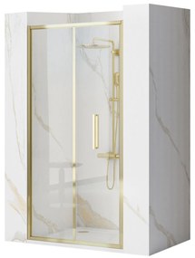 Rea Rapid Fold, skladacie sprchové dvere 80x195 cm, 4mm číre sklo, zlatý lesklý profil, REA-K4128
