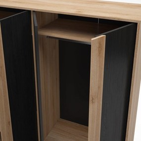 Šatníková skriňa v dekore duba v čierno-prírodnej farbe 180x197,5x53 cm Dennis – Marckeric