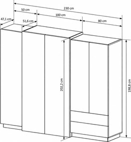 ŠATNÍKOVÁ SKRIŇA NORDVIK DUB CRAFT + BIELA 230 cm