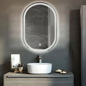 Oválné dotykové zrcadlo s LED osvětlením HALLO DDJ 80x60 cm