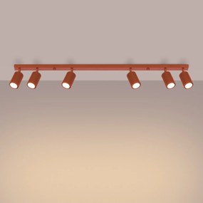 Bodové svietidlo Karbon, 6x okrovo červené kovové tienidlo, (možnosť polohovania)