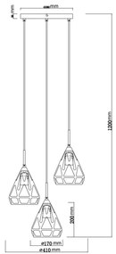 Globo 15889-3H - Luster na lanku HASSAN 3xE27/40W/230V