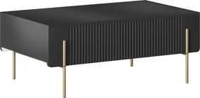 Čierny konferenčný stolík Malmi 100 cm so zásuvkami - matný čierny / zlaté nohy