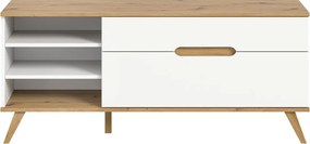 Televizna skrinka Scandi, biela/dub nox