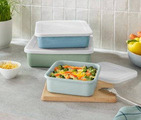 Smaltované zapekacie misy s vekom, 3 ks