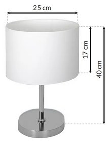 Stolná lampa Casino, 1x biele textilné tienidlo, ch
