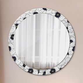Okrúhle zrkadlo s potlačou Zloženie lineárnych kvetov fi 90 cm