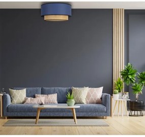 Duolla - Stropné svietidlo BOHO 1xE27/15W/230V pr. 45 cm modrá/ratan