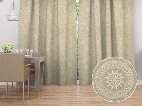 Biante Dekoračný záves Leona LN-170 Biele mandaly na režnom 130x200 cm