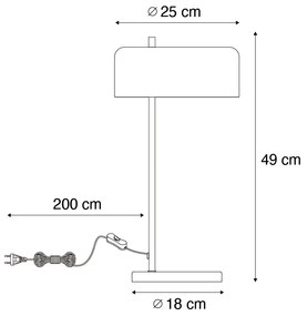 Retro stolná lampa čierna so zlatým vnútrom - Jinte