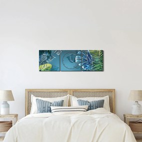 Obraz - Listy tropických rastlín (s hodinami) (90x30 cm)