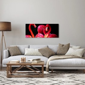 Obraz červených plameniakov (120x50 cm)