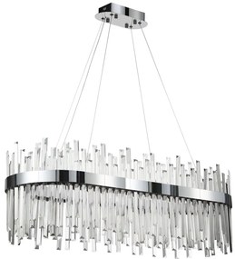 Toolight Toolight, LED krištáľové svietidlo 80x35 cm, 62W, APP1514-CP80, chrómová, OSW-03262