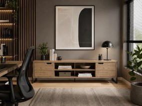 TV stolík Flow 200 cm z masívu hnedý/grafit