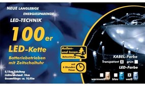 Nexos 2138 Vianočné LED osvetlenie 10m s časovým spínačom - studeno biele, 100 diód