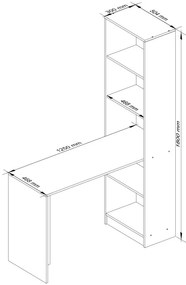 Písací stôl s regálom Smart biely