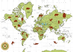 Samolepiaca tapeta mapa so zvieratami - 375x250