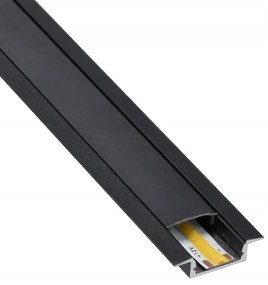 BERGE LED hliníkový profil zapustený 1m čierny - sada