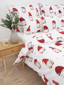 Vianočné bavlnené obliečky Renforcé - Trpaslíci biele