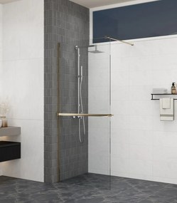 Erga Paris, sprchová zástena Walk-In 130x200 cm, 8mm číre/mliečne sklo, zlatý matný profil, ERG-V02-PARIS-130x200-MF-GB