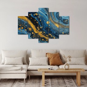 Obraz - Modrá abstrakcia so zlatom (150x105 cm)