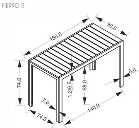 Záhradný stôl Fierro 150 cm hnedý/čierny