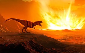 Ilustrácia Tyrannosaurus observing asteroid impact, illustration, MARK GARLICK/SCIENCE PHOTO LIBRARY