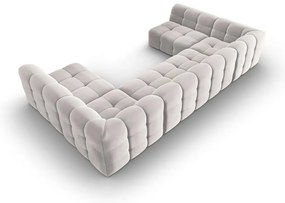 Svetlosivá zamatová rohová pohovka (do "U") Kendal - Micadoni Home