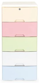Regál s 5 zásuvkami v príjemných pastelových farbách