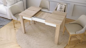FONTE Dub Sonoma / Biely Mat - KLASICKÝ STÔL DO KUCHYNE/OBÝVACEJ IZBY 85x75 ROZKLADANÝ DO 130 cm!