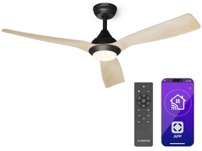 Klarstein Fiji Flow 2 v 1 Smart, stropný ventilátor, Ø 132 cm, LED svetlo, diaľkové ovládanie, ovládanie cez aplikáciu, 2 smery chodu