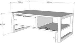Dizajnový konferenčný stolík Paresh 105 cm borovica