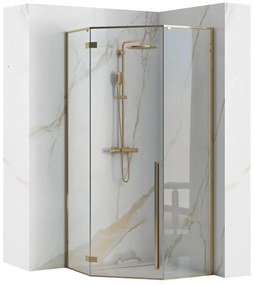 Rea Diamond Gold, päťuholníkový sprchový kút 100 x 100 cm, 6mm číre sklo, zlatá lesklá, REA-K6616