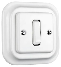 Elhard Štvorcový keramický vypínač s kolískou č.1, biely - kompletný KV5301W