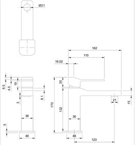 OMNIRES SL7710CR - Umývadlová batéria SLIDE 17 cm lesklý chróm