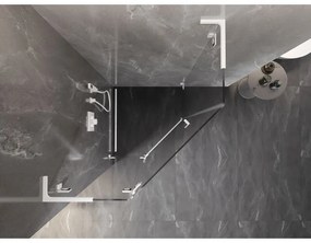 Mexen Lunar, L päťuholníkový sprchový kút naklápací doľava 100 x 100 cm, 8mm číre sklo, biely profil, 831L-100L-100P-20-00-L