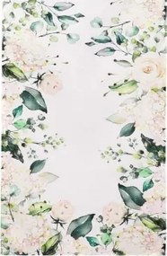 Behúň na stôl Biele ruže a hortenzie, 150x40 cm%