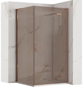 Rea Hugo, 1-krídlový sprchovací kút 80 (dvere) x 80 (stena) x 200 cm, 6mm šedé sklo, medený profil, KPL-K6964