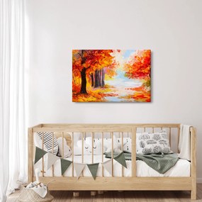 Obraz - Olejomaľba, farebná jeseň (90x60 cm)
