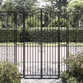 Záhradná brána čierna 121x8x180 cm kované železo 363433