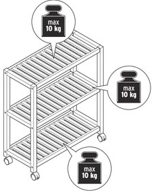 Regál z masívneho dreva s kolieskami